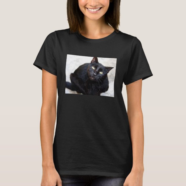 T-shirt Portrait de chat noir (Devant)