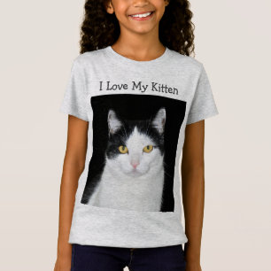T-Shirt Portrait de chat noir et blanc