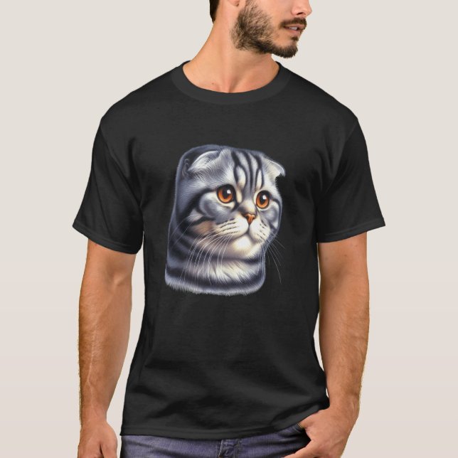 T-shirt Portrait de chat Scottish Fold (Devant)