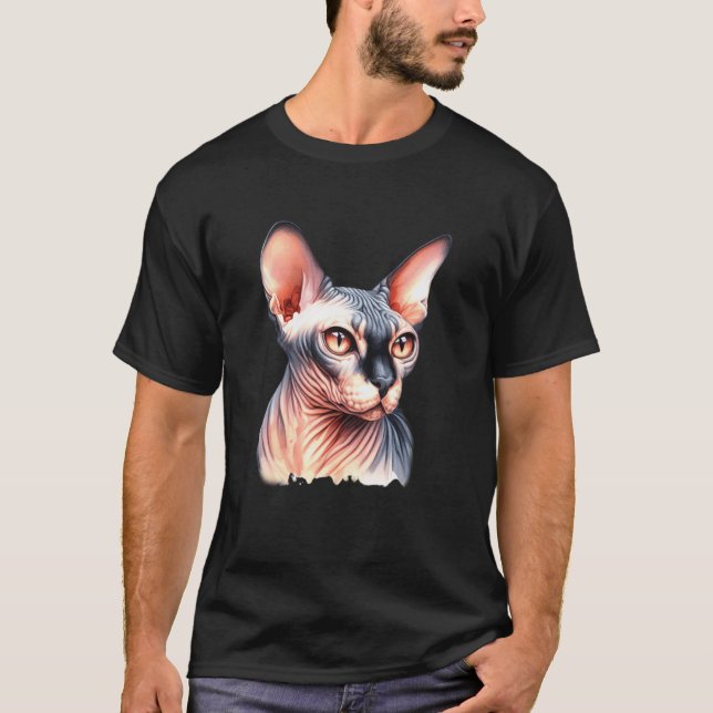 T-shirt Portrait de chat Sphynx (Devant)