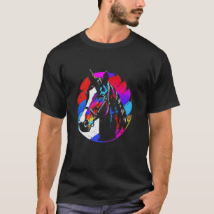 T-shirt Portrait de cheval - Sport équestre abstrait vinta