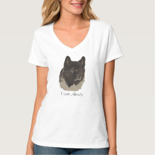 T-shirt portrait de chien akita japonais mignon avec sloga