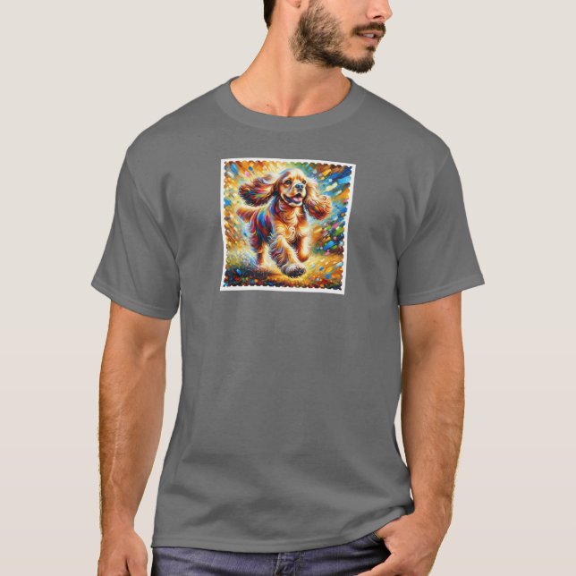 T-shirt Portrait de chien Cocker Spaniel Impression d'art  (Devant)