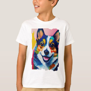T-shirt Portrait de chien coloré - Peinture de corgi