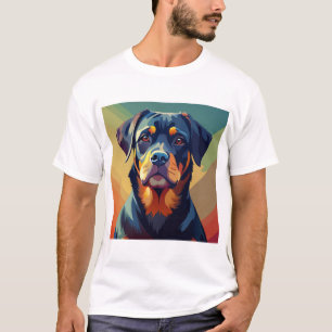 T-shirt Portrait de chien coloré Rottweiler Art Pop Rétro