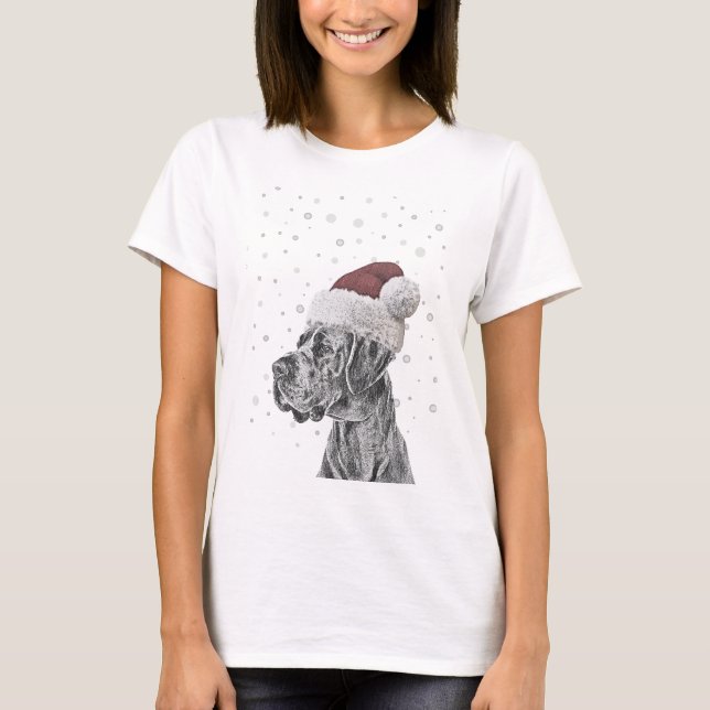 T-shirt Portrait de chien de Noël Femmes de Noël (Devant)