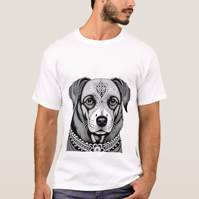 T-shirt Portrait de chien décoré (Devant)