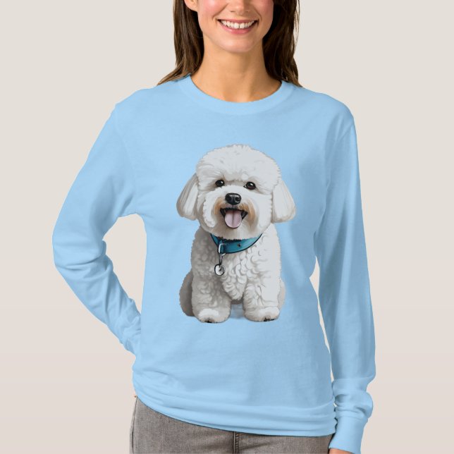 T-shirt Portrait de chien mignon de Bichon Frise (Devant)