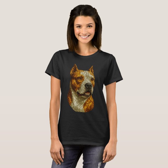 T-shirt Portrait de chien Pitbull (Devant entier)
