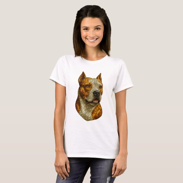 T-shirt Portrait de chien Pitbull (Devant entier)