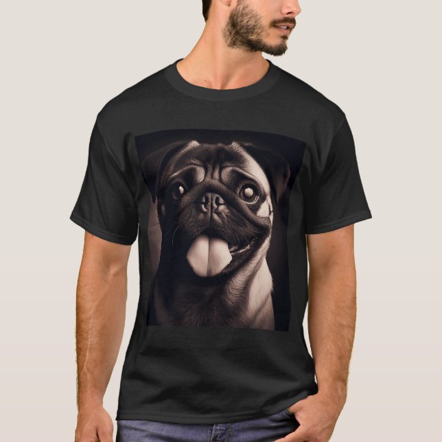 T-shirt Portrait de chien Pug 2 (Devant)