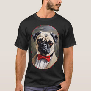 T-shirt Portrait de chien Pug en manteau et cravate