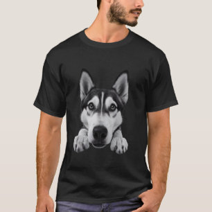 T-shirt Portrait de chien visage de chiot husky drôle