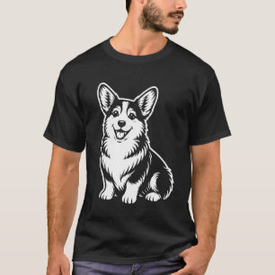 T-shirt Portrait de chiot Corgi monochrome Chien Vecteur M