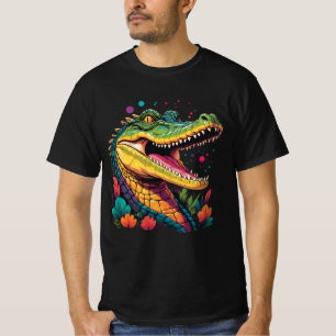 T-shirt Portrait de crocodile coloré