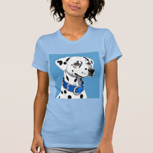 T-shirt Portrait de Dalmatien avec Collier Bleu