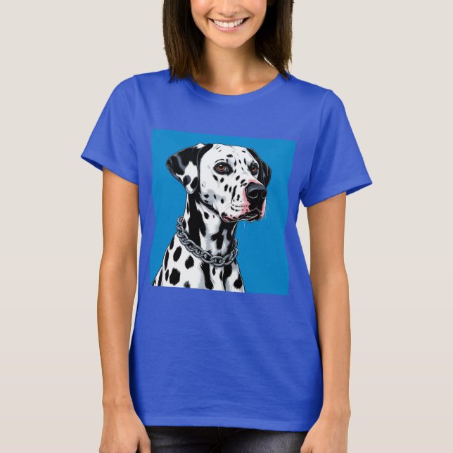 T-shirt Portrait de Dalmatien sur fond bleu (Devant)
