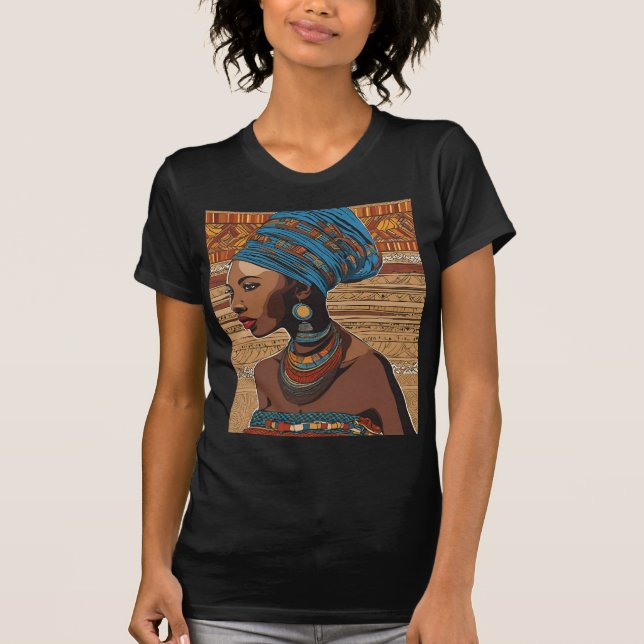 T-shirt Portrait de Dame africaine - Tribal tradit (Devant)