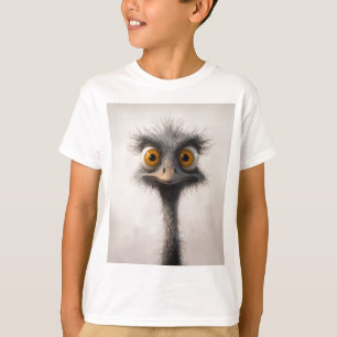 T-shirt Portrait de dessin animé d'autruche aux yeux écarq