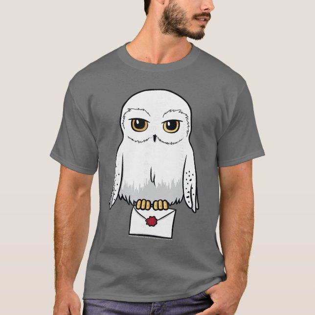 T-shirt Portrait de dessin animé mignon d'Hedwig Harry Pot (Devant)