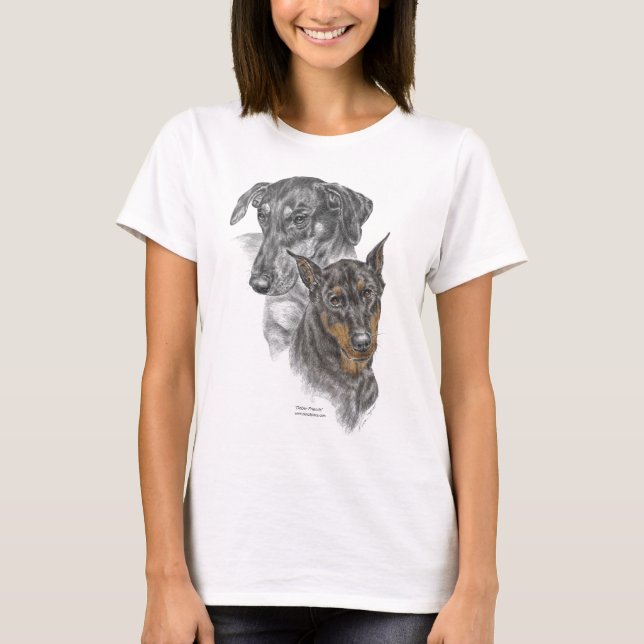 T-shirt Portrait de deux Dobermans (Devant)