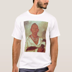 T-shirt Portrait de faucon noir, chef indien