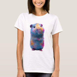 T-shirt Portrait de femme au hamster à fourrure pastel vib
