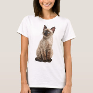 T-shirt Portrait de femme au Siamois Seal Point texturé
