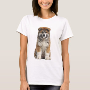 T-shirt Portrait de femme avec un Akita Inu japonais Fluff