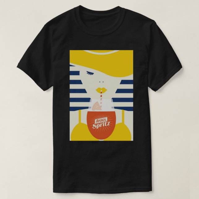 T-shirt portrait de femme et apérol spritz (Design devant)
