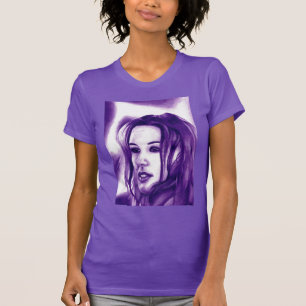 T-shirt Portrait de femme violette, œuvre d'art originale