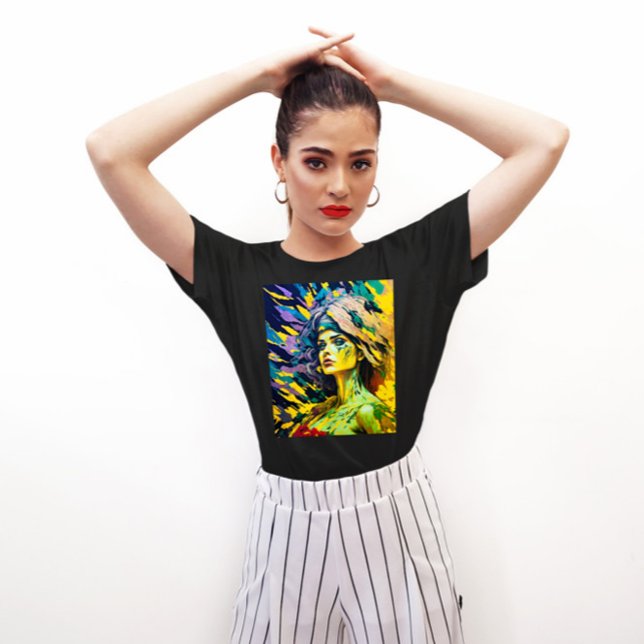 T-shirt Portrait de fille Cool - Art moderne (Créateur téléchargé)