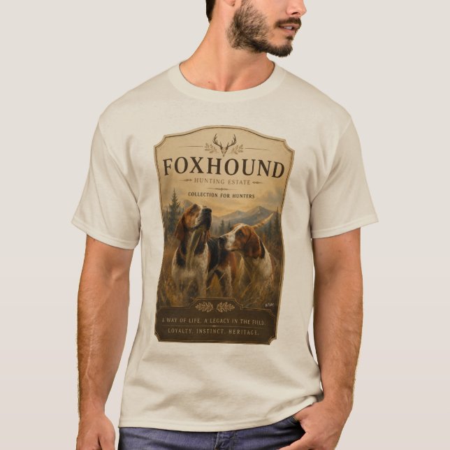 T-shirt Portrait de Foxhound – Noble Chien de Chasse (Devant)