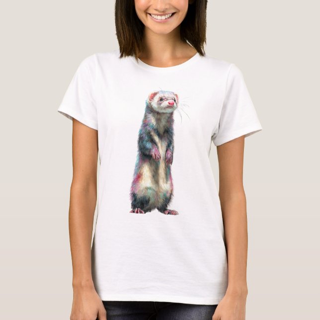 T-shirt Portrait de furet debout Technicolor Femmes (Devant)