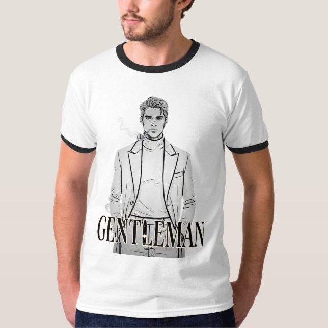 T-shirt Portrait de gentleman avec pipe (Devant)