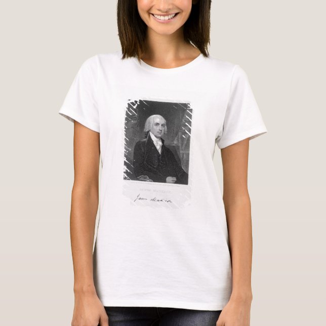 T-shirt Portrait de James Madison, gravé par William A. (Devant)