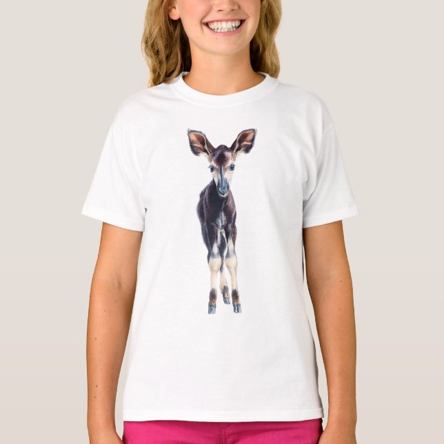 T-shirt Portrait de jeune okapi peint en douceur pour enfa (Devant)