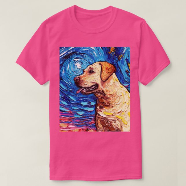 T-shirt Portrait de la nuit du Labrador jaune (Design devant)