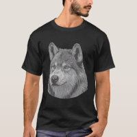 Portrait de loup noir et blanc réaliste