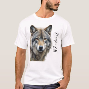 T-shirt Portrait de loup Votre nom écriture personnalisée