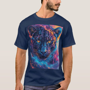 T-shirt Portrait de panthère avec des éléments abstraits e