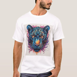 T-shirt Portrait de panthère avec des éléments abstraits e