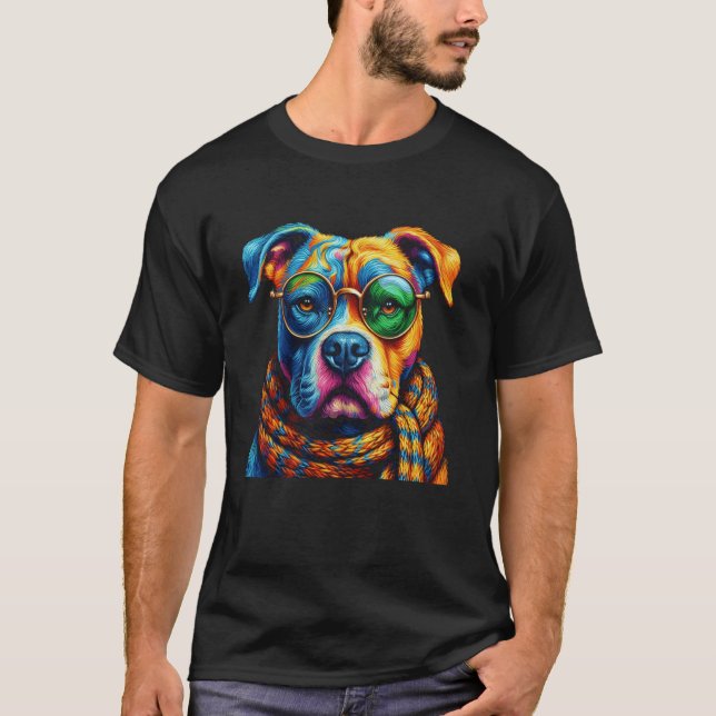 T-shirt Portrait de Pitbull pour les amateurs de chiens Pi (Devant)