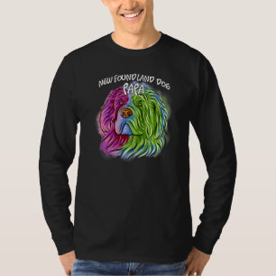 T-shirt Portrait de pop coloré Terre-Neuve Chien papa Père