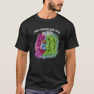 T-shirt Portrait de pop coloré Terre-Neuve Mère de chien