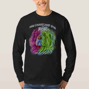 T-shirt Portrait de pop coloré Terre-Neuve Mère de chien