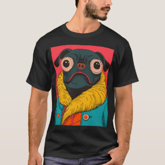 T-shirt Portrait de Pug drôle Art de mode animal coloré An