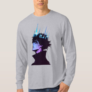 T-shirt Portrait de roi gothique masculin Anime avec couro