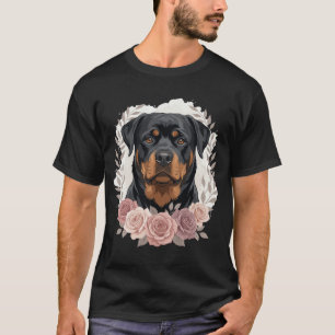 T-shirt Portrait de Rottweiler floral sublimation