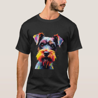 T-shirt Portrait de Schnauzer miniature Pop coloré